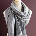 Hearth-Red Wool Shawl with Fringe thumbnail 5