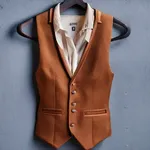 Chestnut Corduroy Waistcoat thumbnail 2