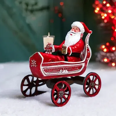 Tin Wind-Up Santa Sleigh